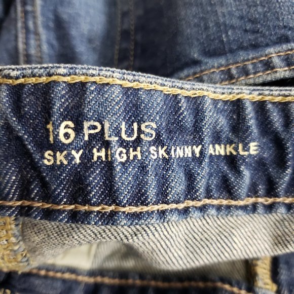 GAP Sky High Rise Skinny Ankle Jean Sz 16 Plus Blue Adjustable Waist 26" Inseam - Picture 5 of 9
